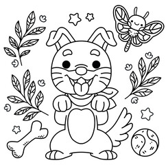 Hand drawn coloring book illustration	
