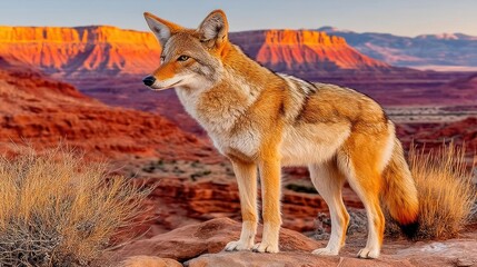 Coyote in desert landscape