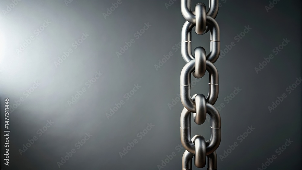 Poster A Strong Metallic Chain Links Together, a Symbol of Unity and Interconnection, Against a Muted Background