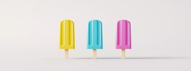 Three colorful popsicles