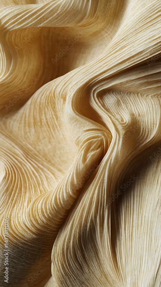 Poster abstract undulating texture of golden fabric draping creates dynamic pattern