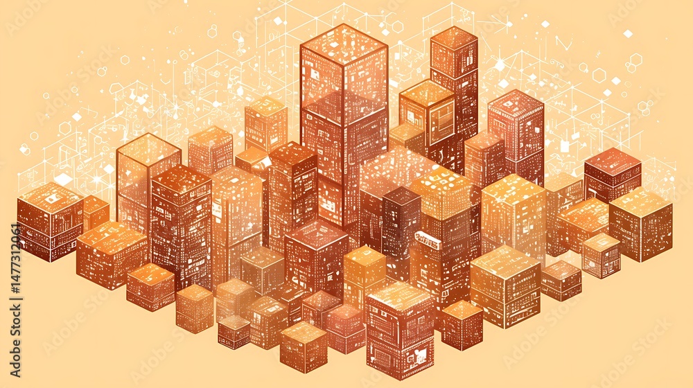 Poster elegant 3d cubes arranged in a sophisticated pattern on a clean white background, perfect for adding