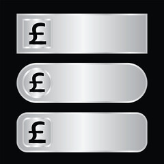 Obraz premium modern silver design British Pound Sterling symbol button element vector template blank space, pound text box element silver luxury