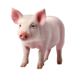 Pink piglet farm animal standing pose on transparent background