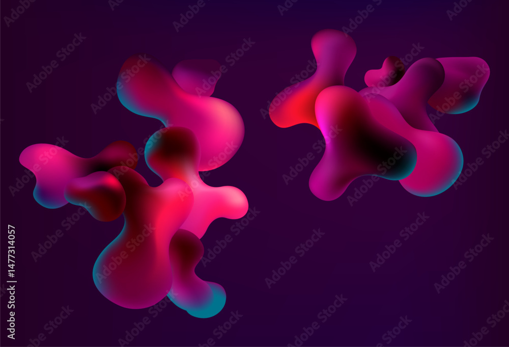 Aufkleber abstract background of red liquid shapes. 3d vector bubbles.