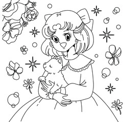 Hand drawn coloring book illustration	
