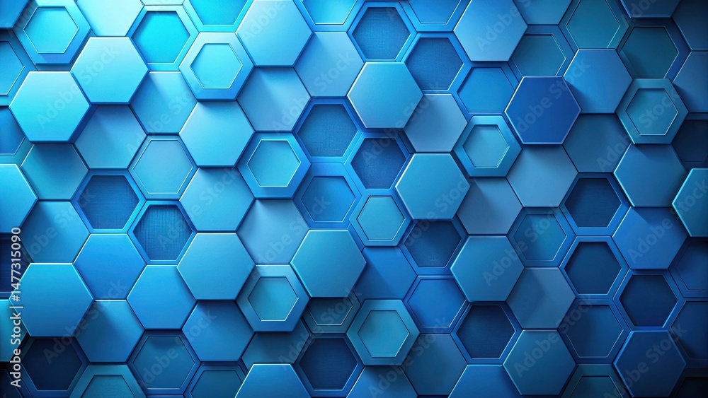 Poster abstract hexagon pattern a seamless tessellation of deep blue polygons with subtle shadowing and dep