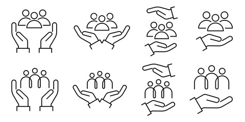 Fototapeta premium An Inclusive Worker Icon set. Community Care. Inclusion Social Equity. Help or support Employee. Gender Equality Symbol. Vector illustration.