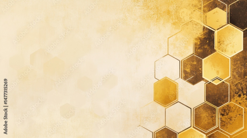 Aufkleber abstract honeycomb pattern design in gold and beige tones geometric backdrop with hexagons for moder