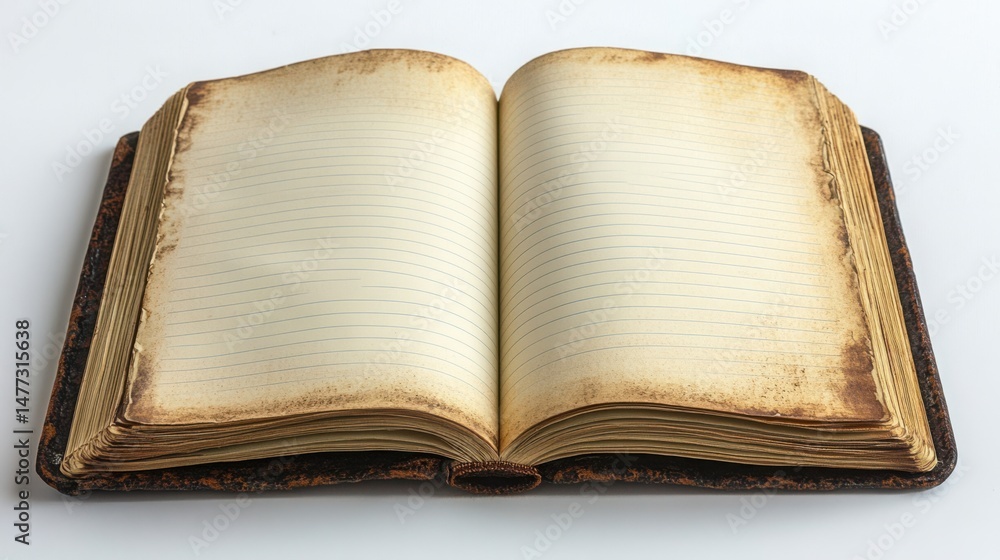 Aufkleber crisp open notebook - a brand new notebook lying open on a white surface, showing perfectly blank li