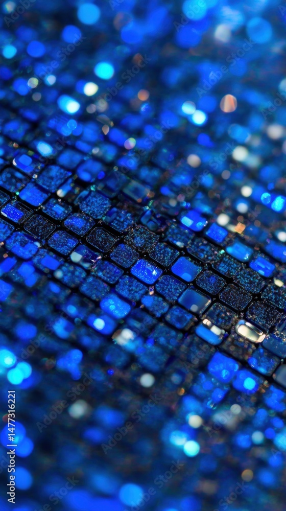 Aufkleber abstract blue glittering mosaic tiles close up macro shot sparkly texture background pattern