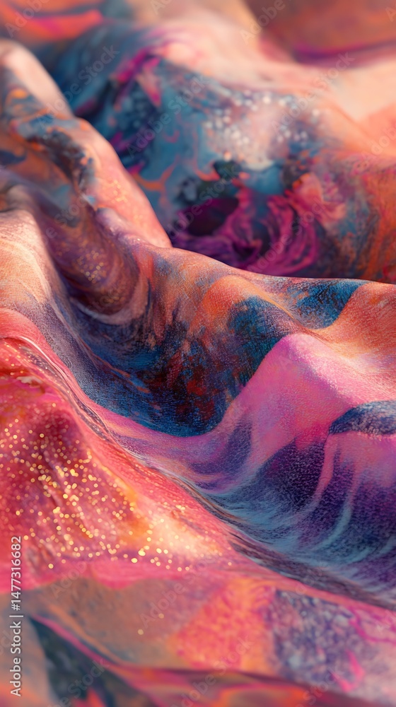 Poster abstract fluidscape: a symphony of colors in motion with depth and texture