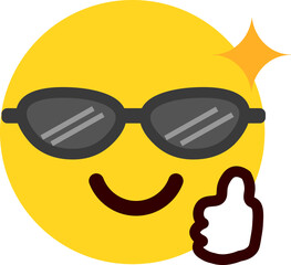 サングラス　絵文字、顔文字 表情の顔のイラスト