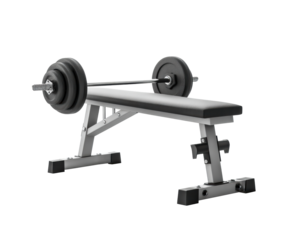 Weight bench for strength training and fitness workouts at home on a transparent background, cut out