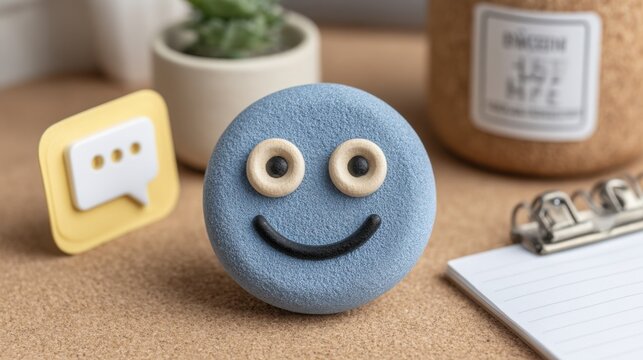 Cheerful smiley face on a cork surface symbolizing economic sentiment and positive mood of the market concept