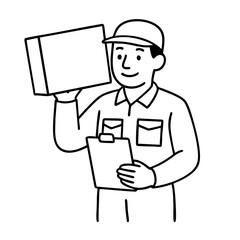 Delivery man on duty carry a box