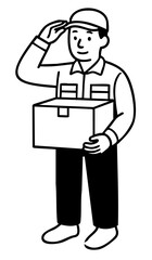 Delivery man on duty carry a box