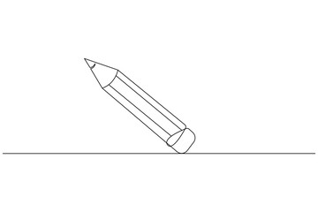 Pencil icon continuous one line drawing isolate outline vector illustration
