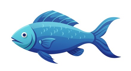 Obraz premium Swimming Blue Fish Illustration on Isolated White Background