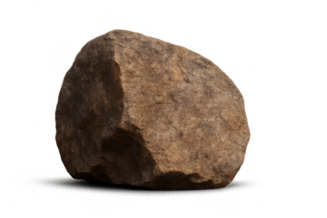 Large natural boulder on white background for geology and landscaping themes