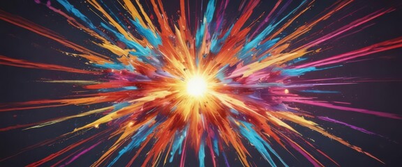 Colorful pop art style explosion, radiating energy ,  bright,  fun