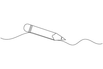 Pencil icon continuous one line drawing isolate outline vector illustration