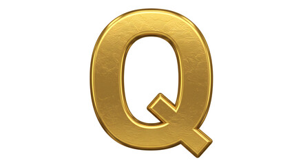 Embossed gold letter q on transparent background representing quality and luxury
