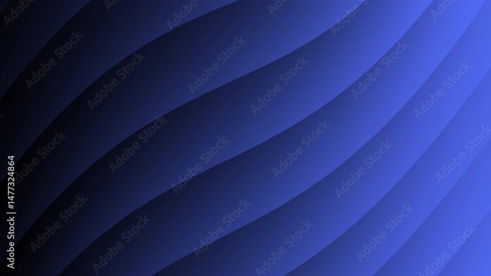 Poster curved blue abstract lines create a smooth gradient wave pattern across a dark to light background, 