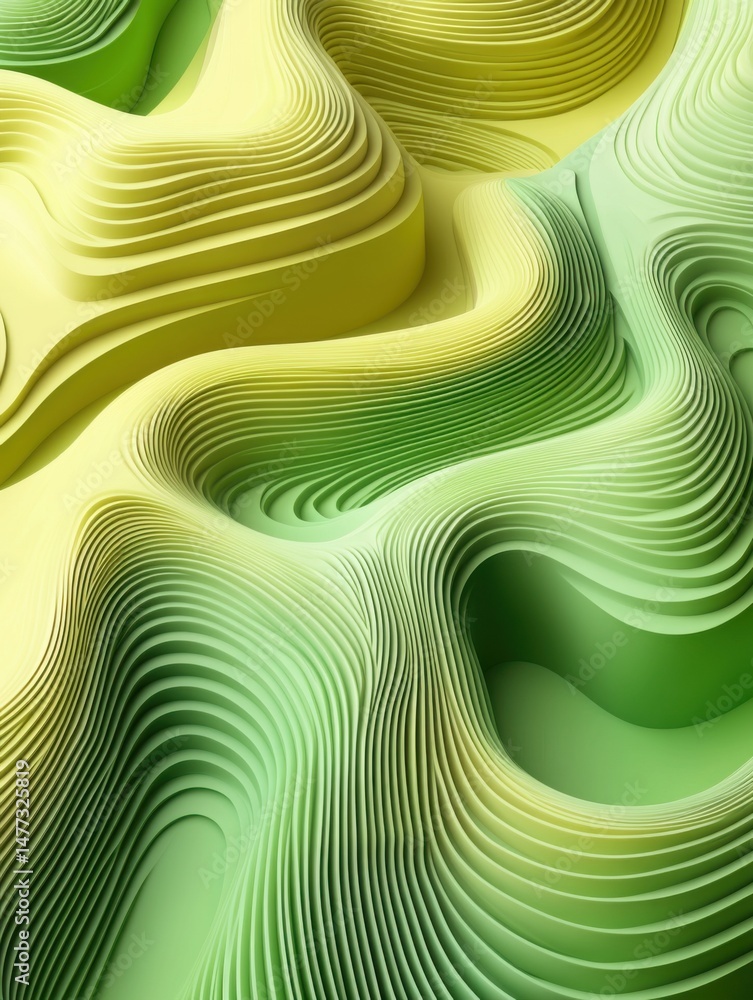 Aufkleber topographic map abstract art in green and yellow gradient layers modern design close up view
