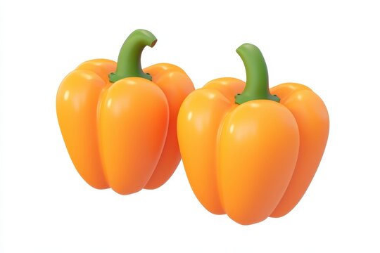 Two bright orange bell peppers