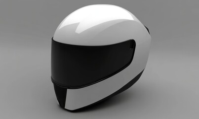 White motorcycle helmet, studio shot, safety, gray background, product design