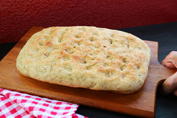 Aromatic Freshly Baked Rosemary Focaccia Genovese Bread