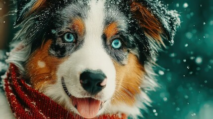 Dog portrait in snow