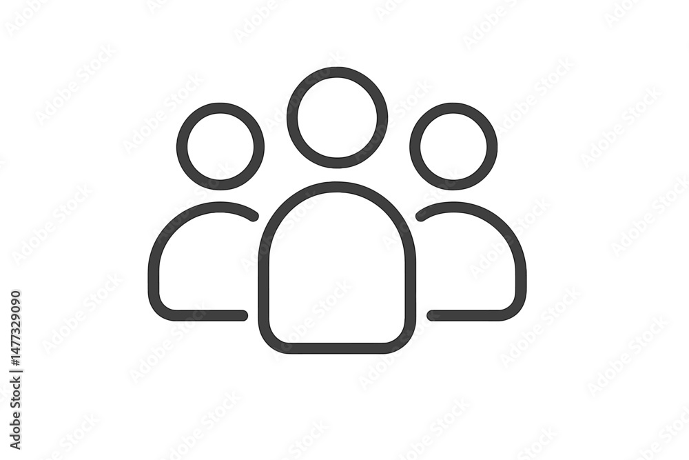 Aufkleber simple vector icon representing three people or community members in a minimalist style for digital 