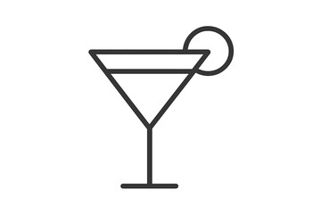 Stylized vector icon of a cocktail glass with a garnish showcased in simple design