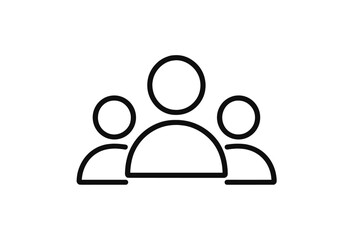 Vector icon depicting three diverse individuals in a grouped composition, showcasing teamwork and collaboration