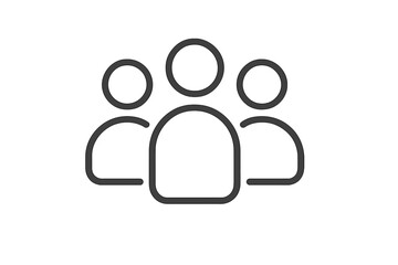 Simple vector icon representing three people or community members in a minimalist style for digital use