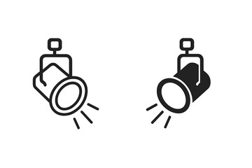Vector icon of two spotlights with different styles representing theatrical or stage lighting concepts