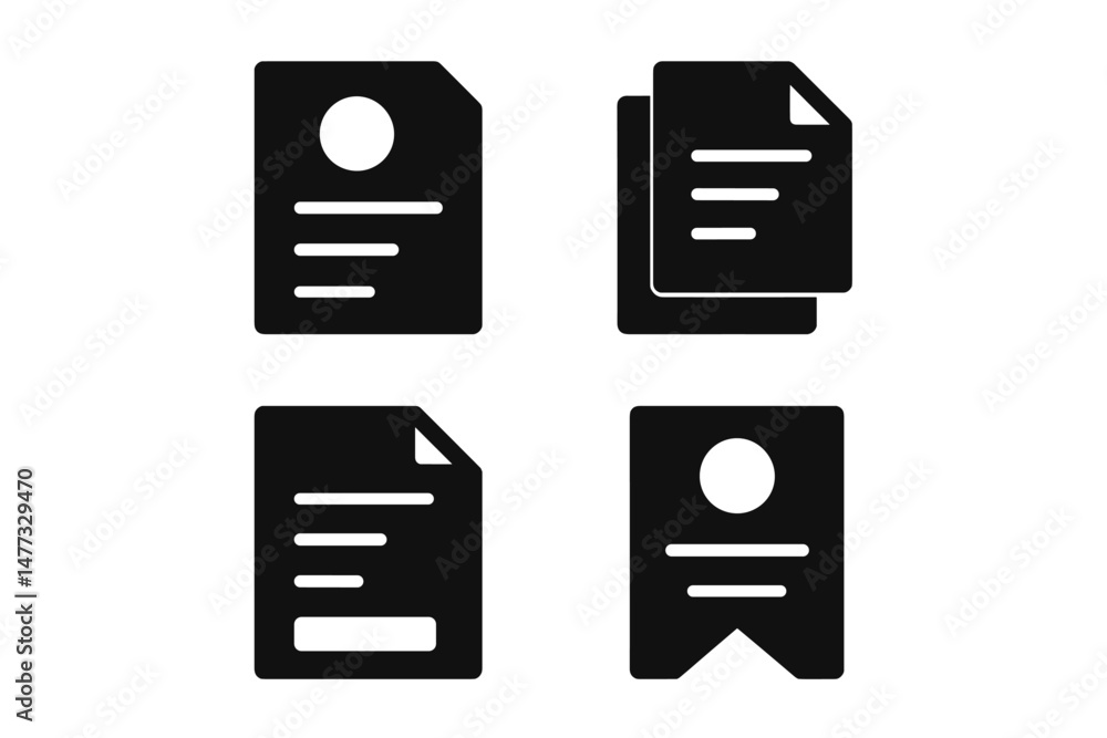 Poster vector icons representing different document types including profiles and sheets in a minimalist des