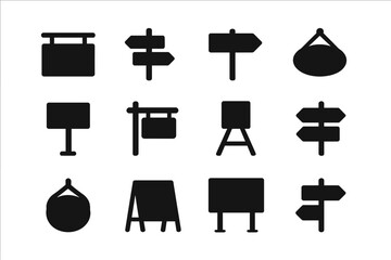 Vector icon collection featuring varied sign designs perfect for navigation or location indication