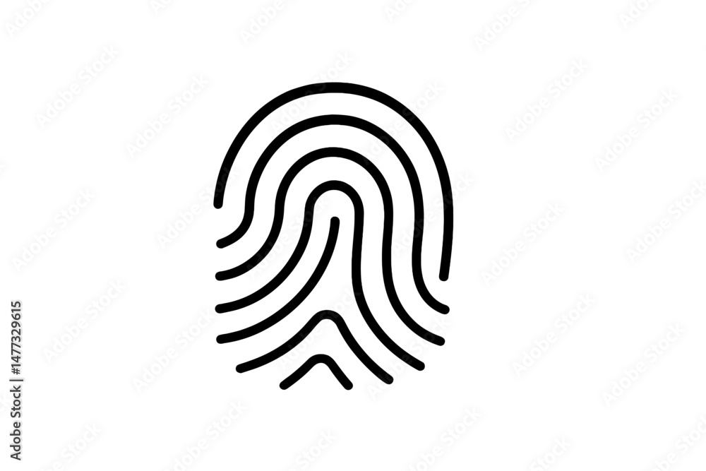 Poster fingerprint vector icon representing identity security, authentication, and personal data protection