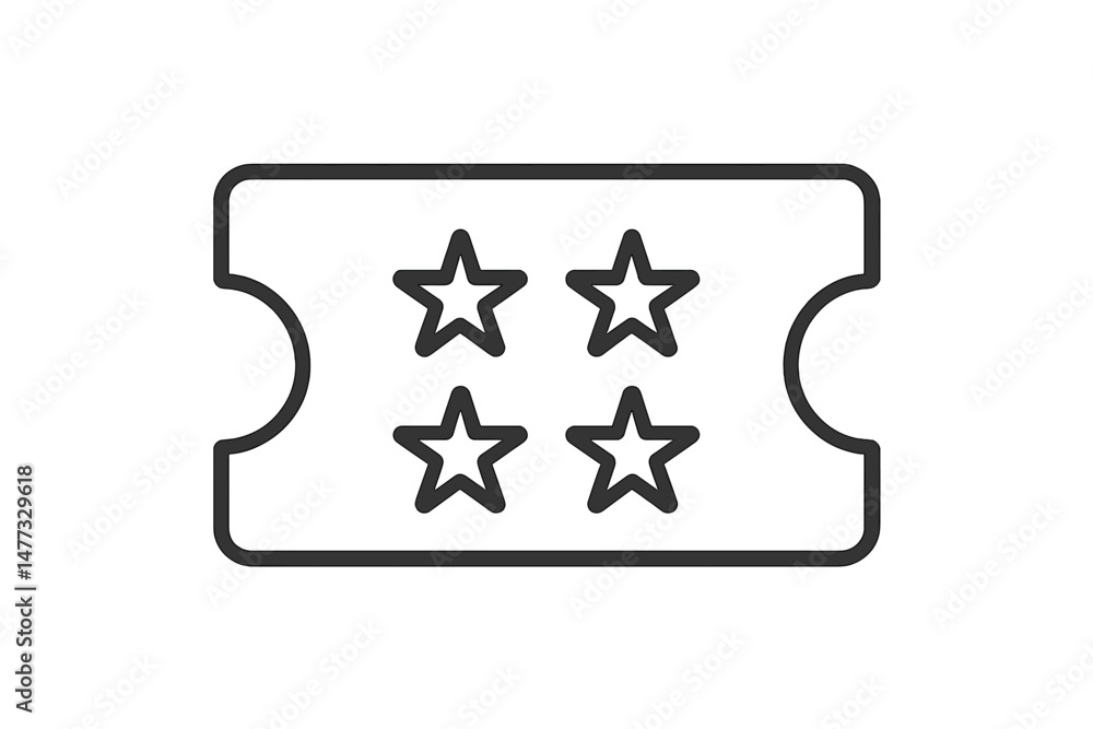 Poster vector icon of a ticket with stars representing events or activities in a simple, modern design suit