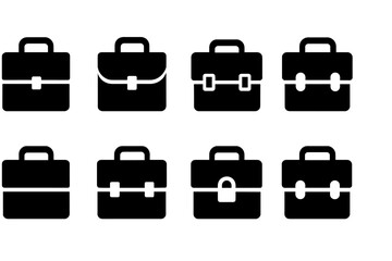 Collection of vector icons representing various briefcase designs suitable for business and professional use