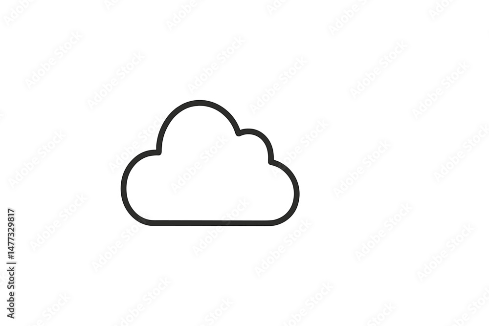 Poster simple vector icon of a cloud representing weather concepts and digital storage applications in a mi