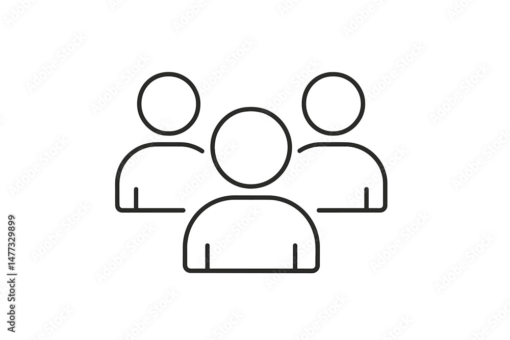 Poster vector icon depicting three simplified human figures representing community or teamwork concept in a