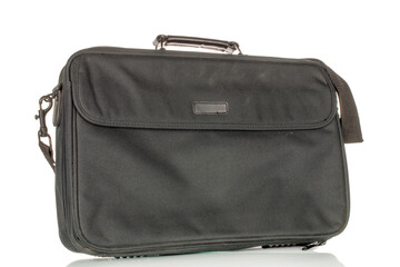 One bag for a computer or for other things, macro, isolated on a white background.