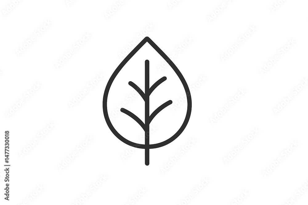 Poster vector icon representing a simple leaf design with clear lines suitable for environmental themes and