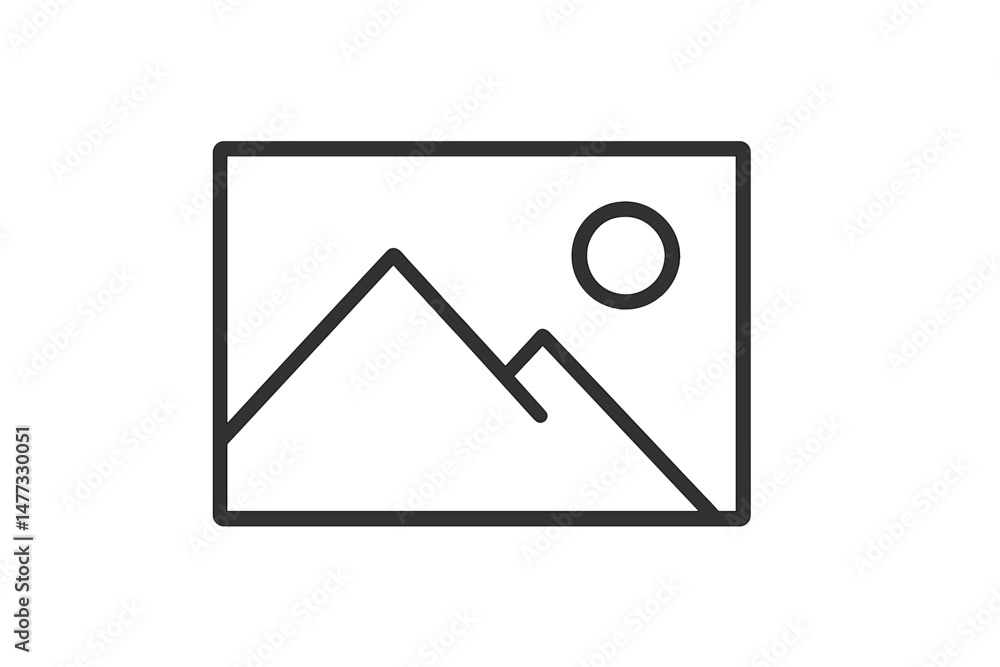 Poster vector icon representing a landscape with mountains and sun in minimalist style for digital design u