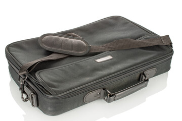 One bag for a computer or for other things, macro, isolated on a white background.
