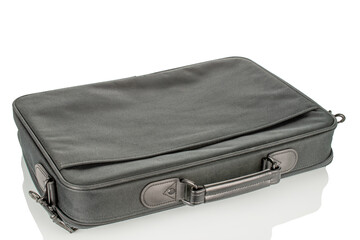 One bag for a computer or for other things, macro, isolated on a white background.